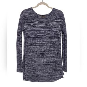 Ellen Tracy Tunic Style Long Sleeve Sweater Sz Small Denim Blue/Ivory